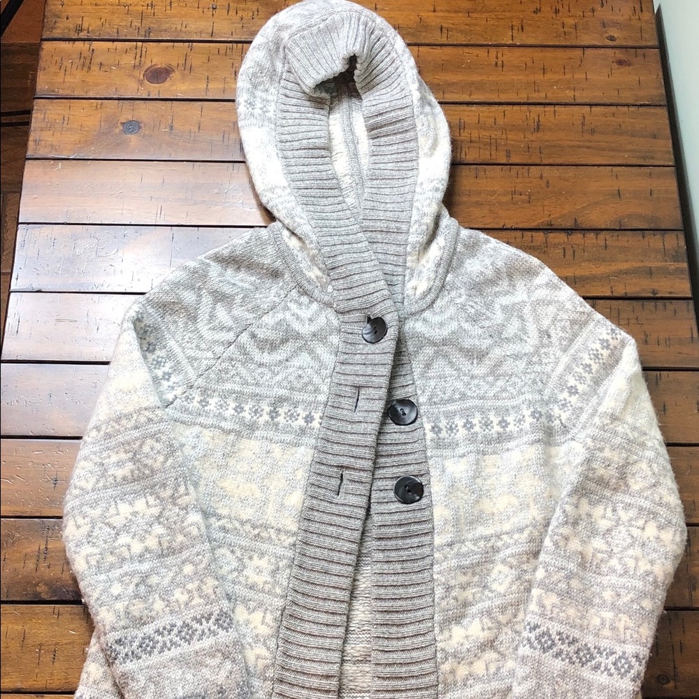 Eddie Bauer Fair Isle Hooded Cardigan